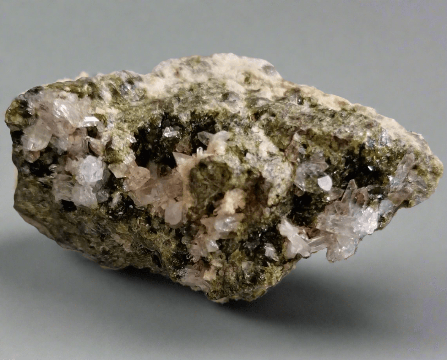 Epidote with Clear Quartz.